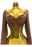 CROPTOP CON MANGAS CAFÉ