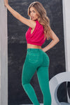 JF1589 JEAN SKINNY OCHENTERO CON DETALLE EN BOLSILLOS COLOR VERDE P