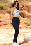 JF1798 JEAN TIPO CARGO SILUETA FLARE NEGRO GRIS TELA CONFORT INCLUYE CINTURON EN DENIM