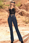 JF1793 JEAN TIPO CARGO TRES BOTONES PUSH UP BOTA RECTA AZUL OSCURO