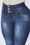 JS4409 JEANS PUSH UP AZUL 3 BOTONES TIRO MEDIO
