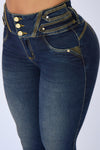 JS4116 JEANS PUSH UP AZUL OSCURO 3 BOTONES