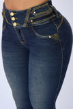 JS4116 JEANS PUSH UP AZUL OSCURO 3 BOTONES