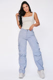 JS4200 JEANS TIPO CARGO UN BOTON AZUL CIELO