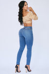 JS4309 JEANS PUSH UP AZUL 3 BOTONES A LA CADERA
