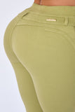 JS4009 JEANS PUSH UP VERDE LIMA 3 BOTONES