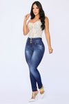 JS4409 JEANS PUSH UP AZUL 3 BOTONES TIRO MEDIO