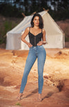 JF1781 JEAN OCHENTERO SKINNY PUSH UP AZUL STONE INCLUYE CINTURON