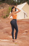JF1777 JEAN SKINNY TRES BOTONES PUSH UP AZUL OSCURO DISENO EN PRETINA SINTETICO NARANJA