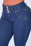JS4210 JEANS PUSH UP AZUL 3 BOTONES CON BOLSA
