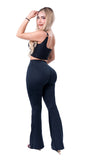 LABELLA | Leggings triple realce con faja Colombiana BBL LUXURY acampanado comprime abdomen y saca caderas LG7175