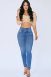 JS4309 JEANS PUSH UP AZUL 3 BOTONES A LA CADERA