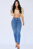JS4309 JEANS PUSH UP AZUL 3 BOTONES A LA CADERA
