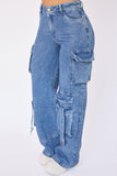 JS4401 JEANS TIPO CARGO UN BOTÓN TIRO ALTO